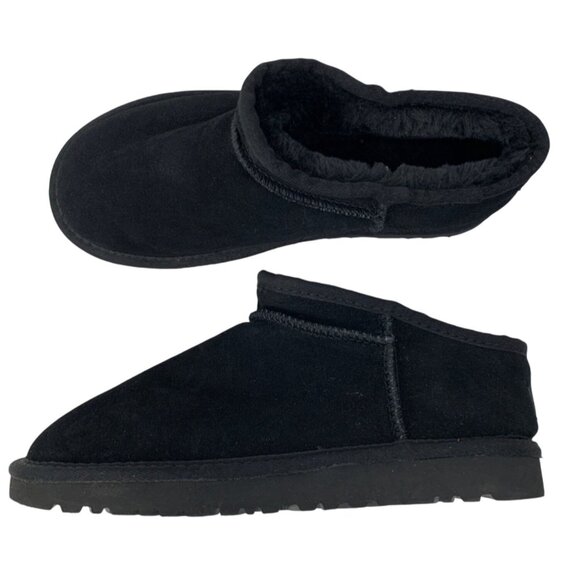 UGG Shoes - UGG Women 9 Suede Sheepskin Black Ultra Mini Bootie EUC 7631 F19010D